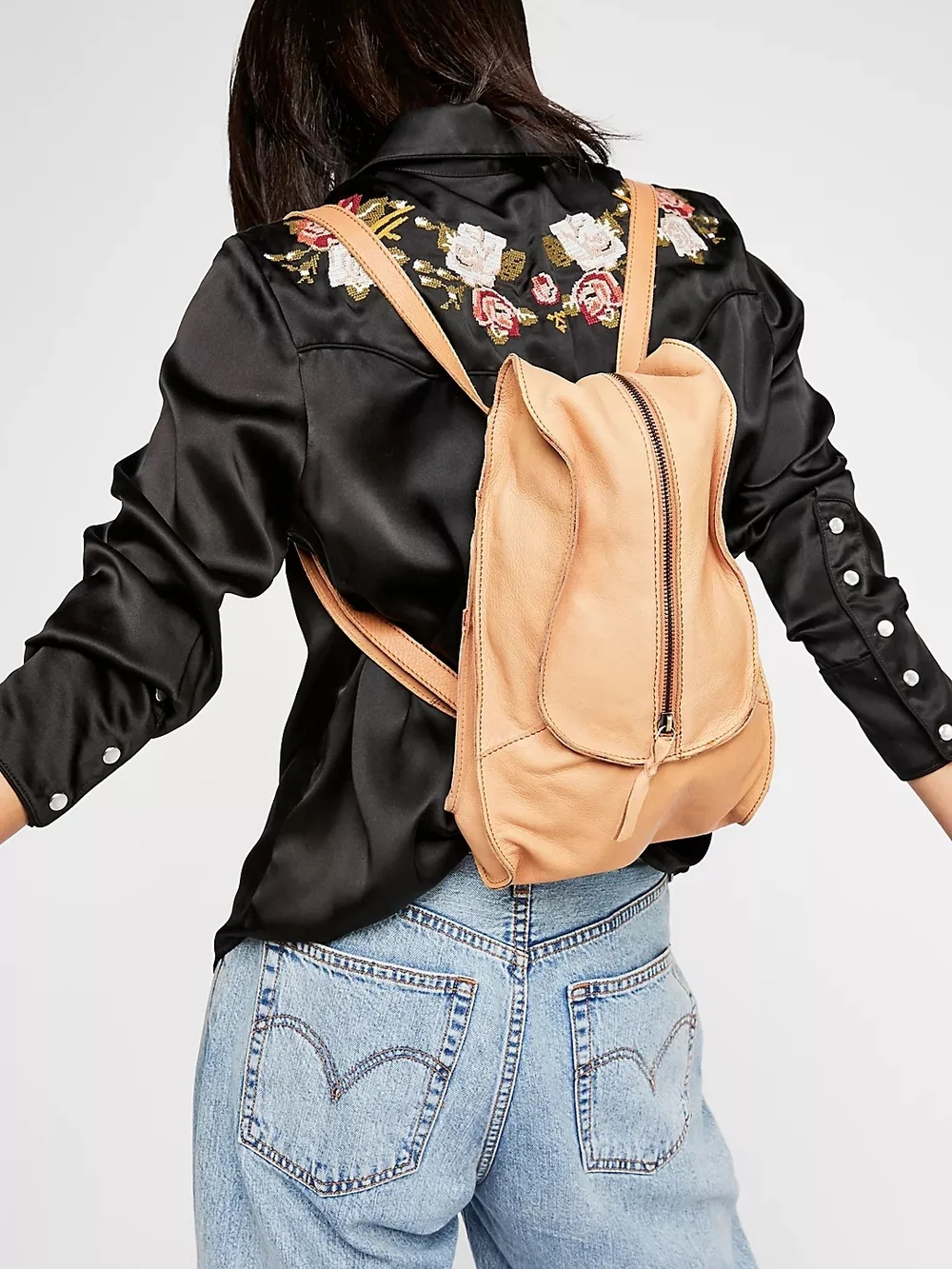 Cut N' Paste Los Angeles Tan Leather Backpack Crossbody Shoulder